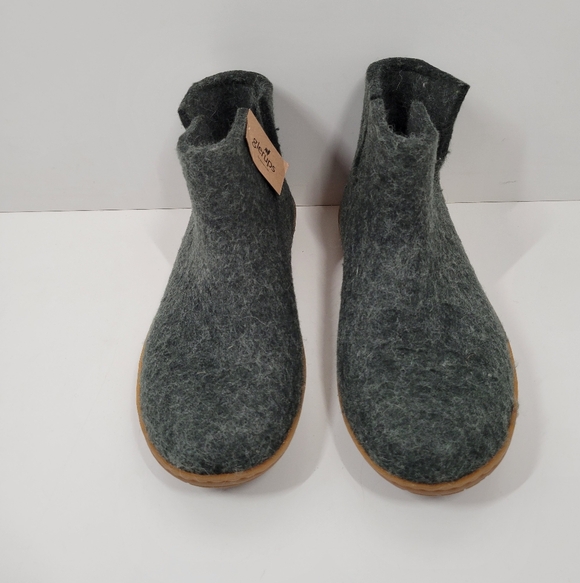 Glerups Dark Green Wool Pull On Ankle Boots Slippers Women's Size 9 EUR 40 New - Picture 2 of 6
